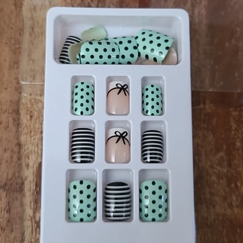 2/$16 Bow French Manicure  Press On Nails